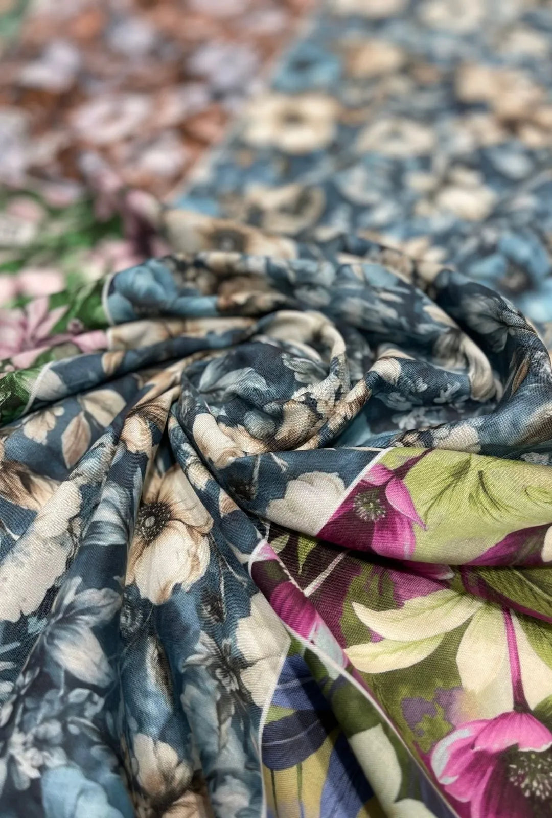 Bespoke Mixed Floral Printed London Cotton Elite Abaya Fabric
