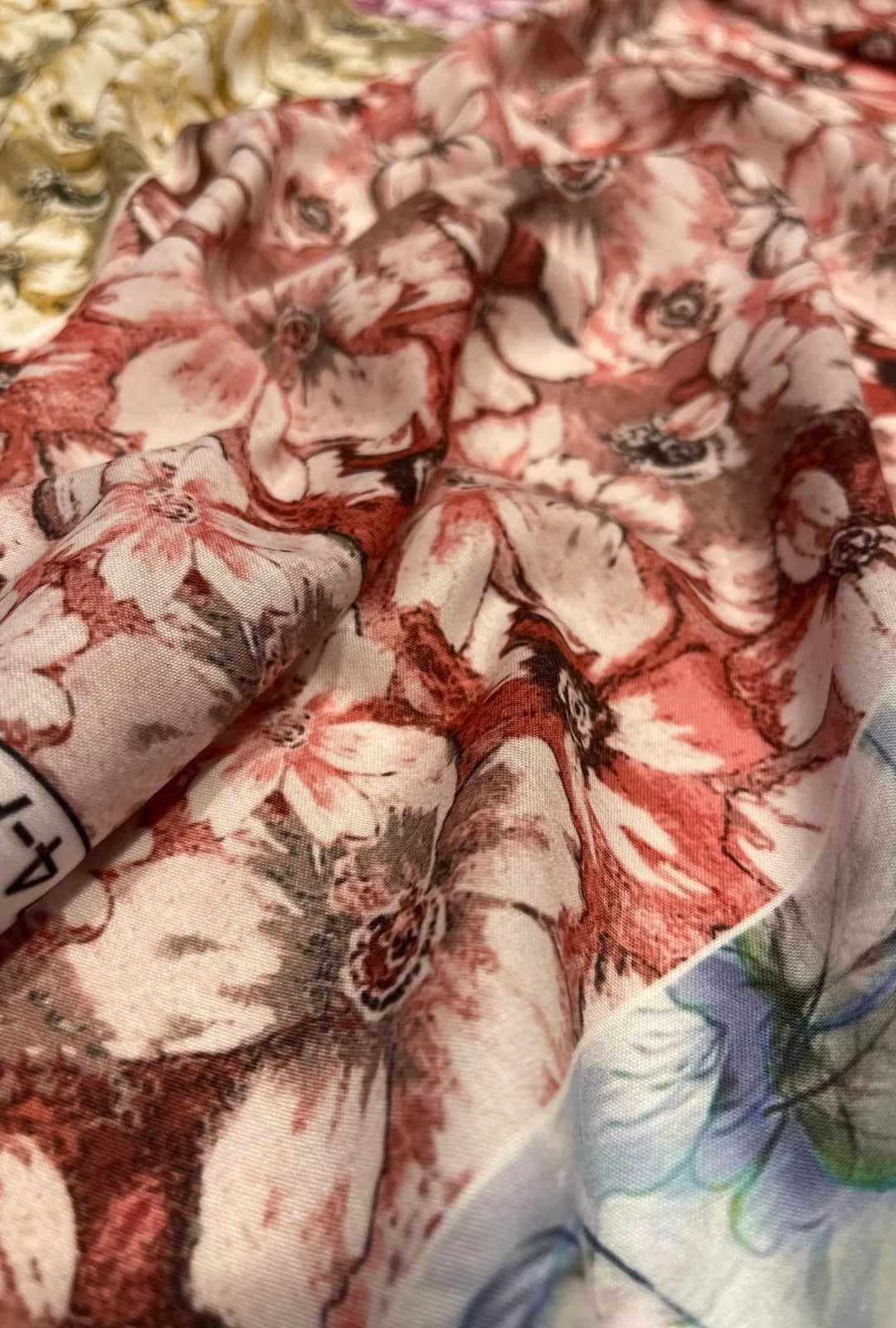 Charming Coral Floral Printed London Cotton Elite Gown Fabric