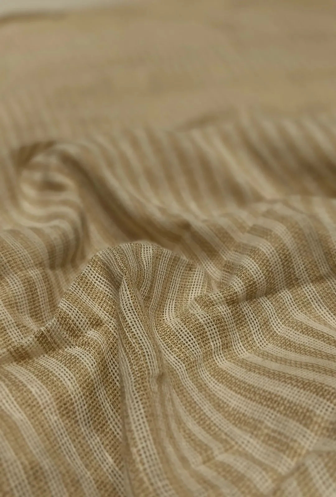 Contemporary Striped Textured Jute Fabric For Ethnic Apparel