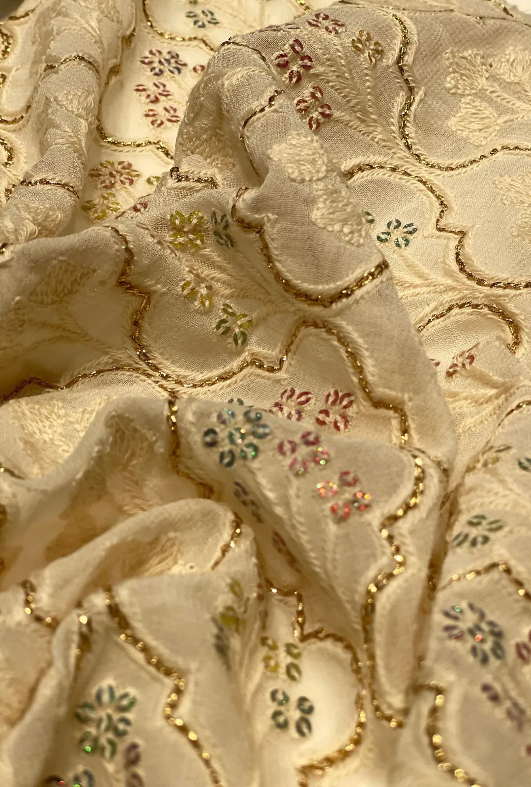 Exceptional Embroidered Georgette Material With Sequence Work