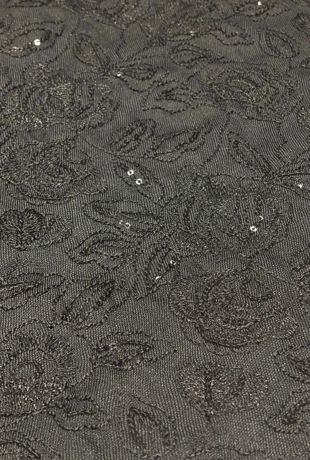 Exquisite Tonal Floral Embroidered Linen Luxury Manteau Cloth