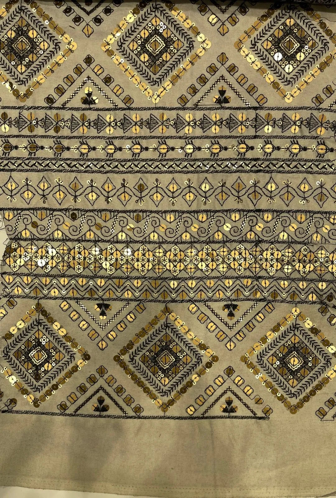 Geometric Embroidered Linen Luxury Jilbab Outerwear Material