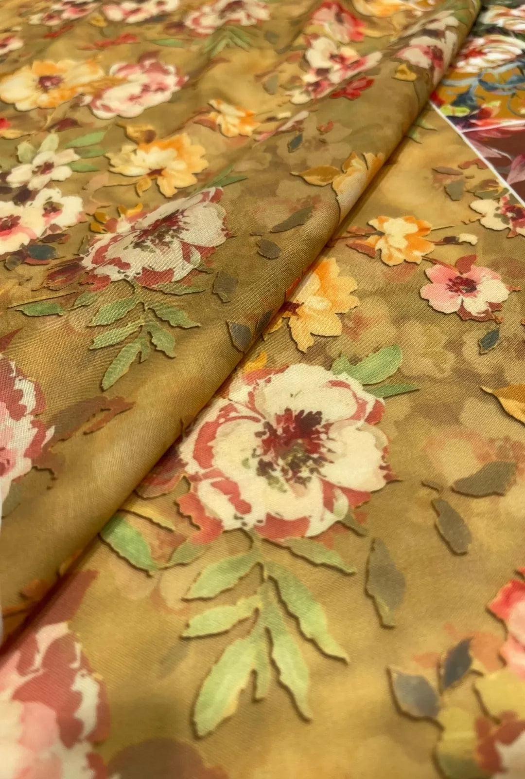 Gorgeous Autumnal Floral Printed London Cotton Kaftan Fabric