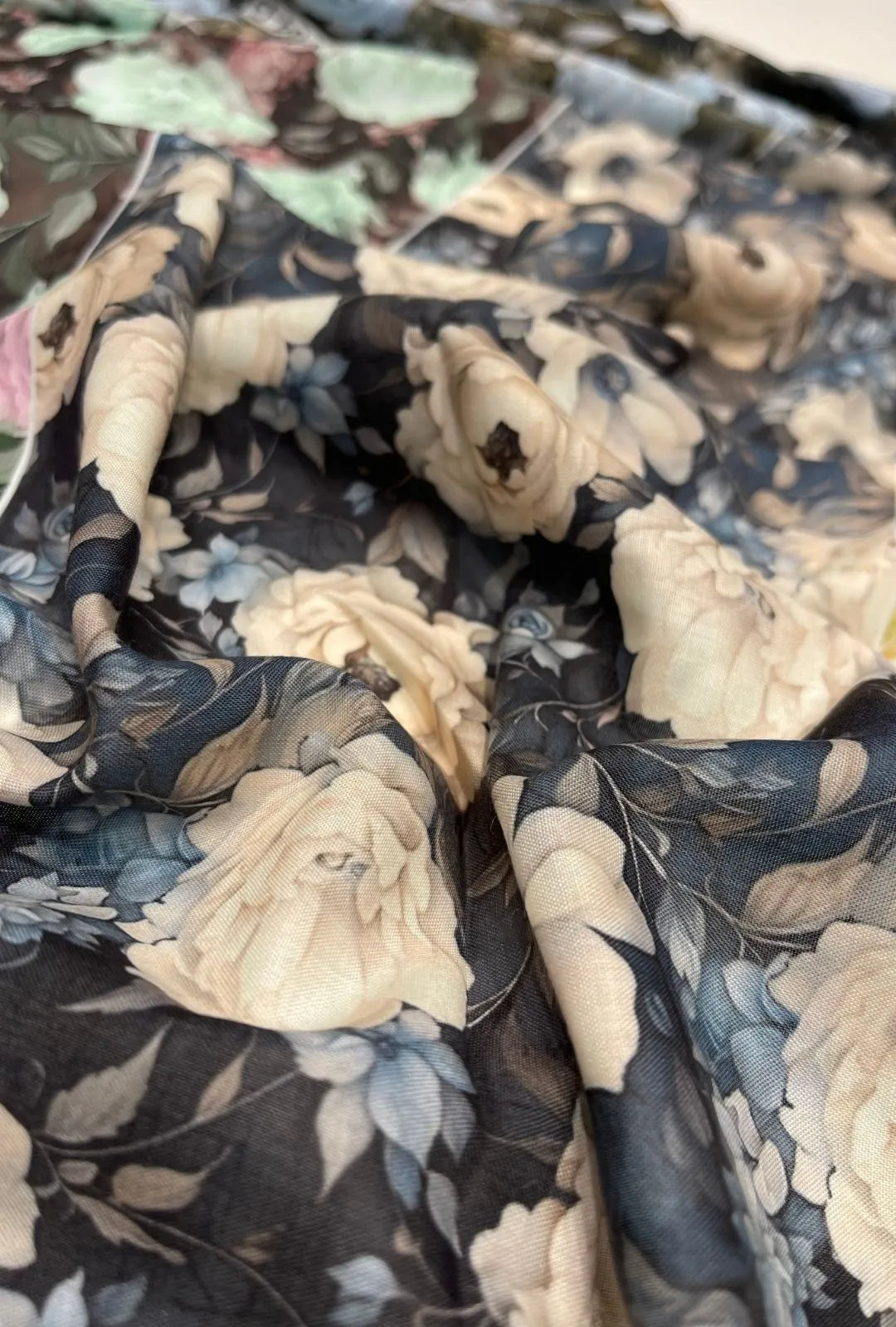 Layered Botanical Rose Printed London Cotton Gown Fabrication