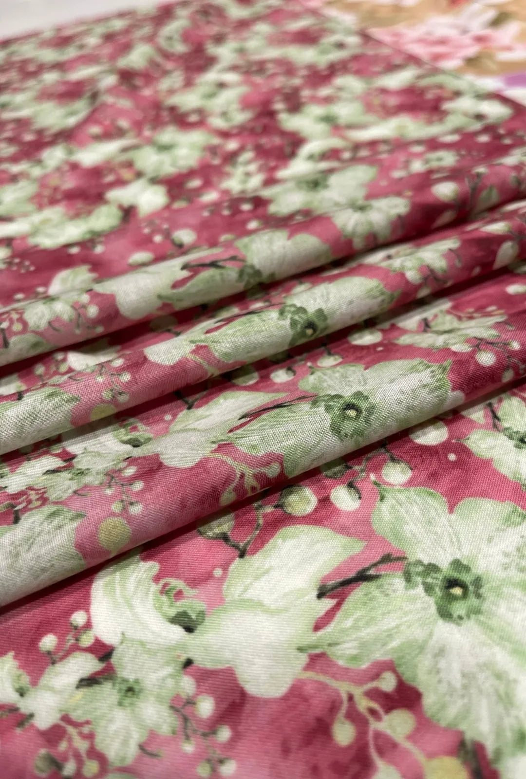 Lovely Crimson Floral Printed London Cotton Elite Gown Fabric
