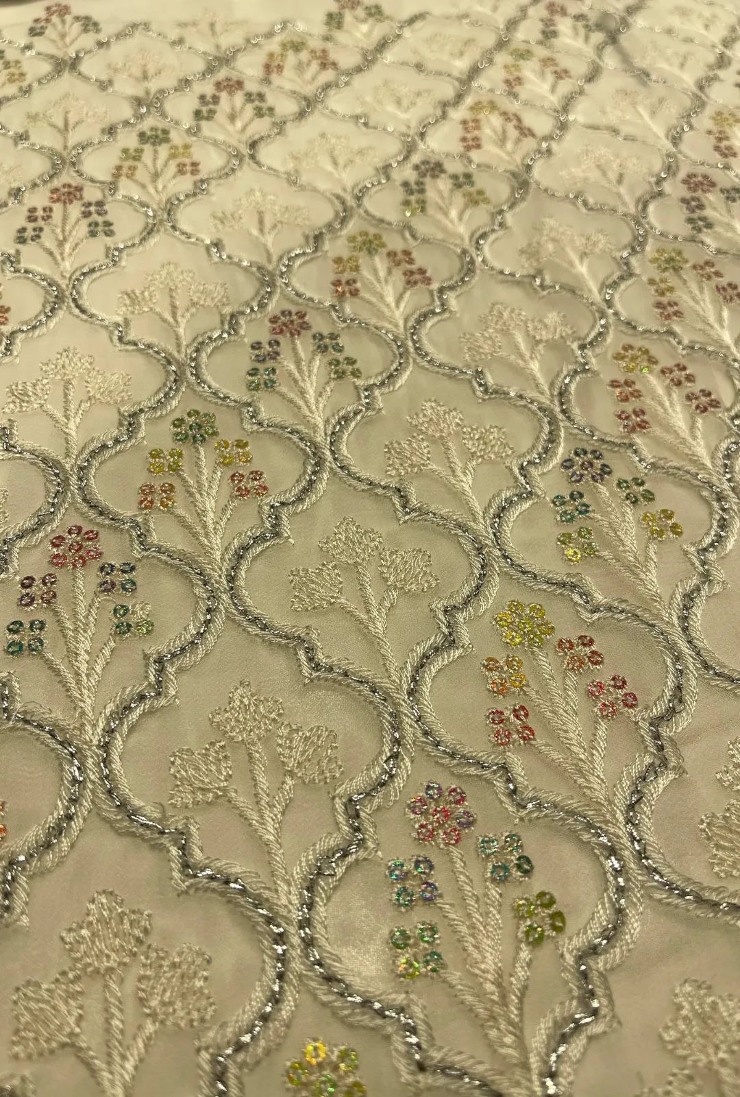 Luxurious Embroidered Georgette Fabric With Sequence Details