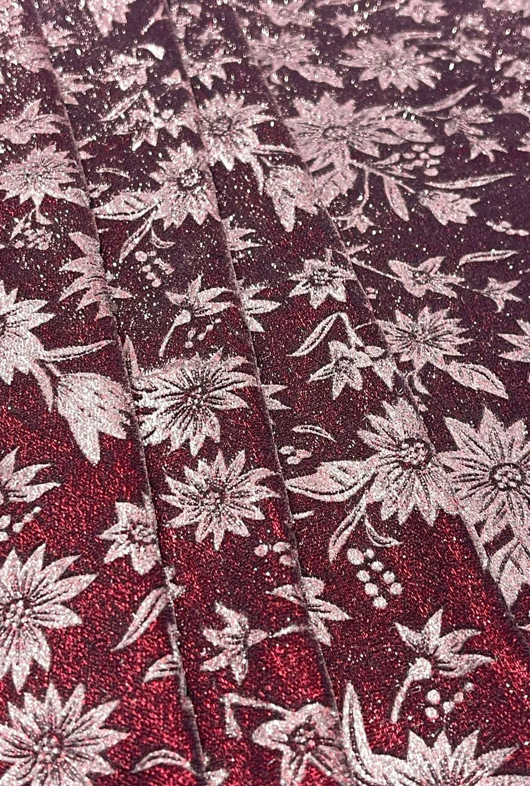 Premium Floral Embossed Velvet Fabric with Shimmer Luxury Creations