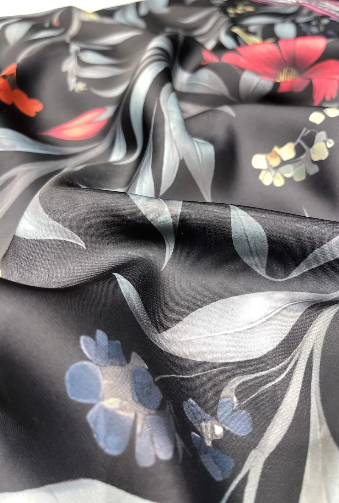 Premium Quality Floral Printed Armani Satin Fabric for Designer Outfit