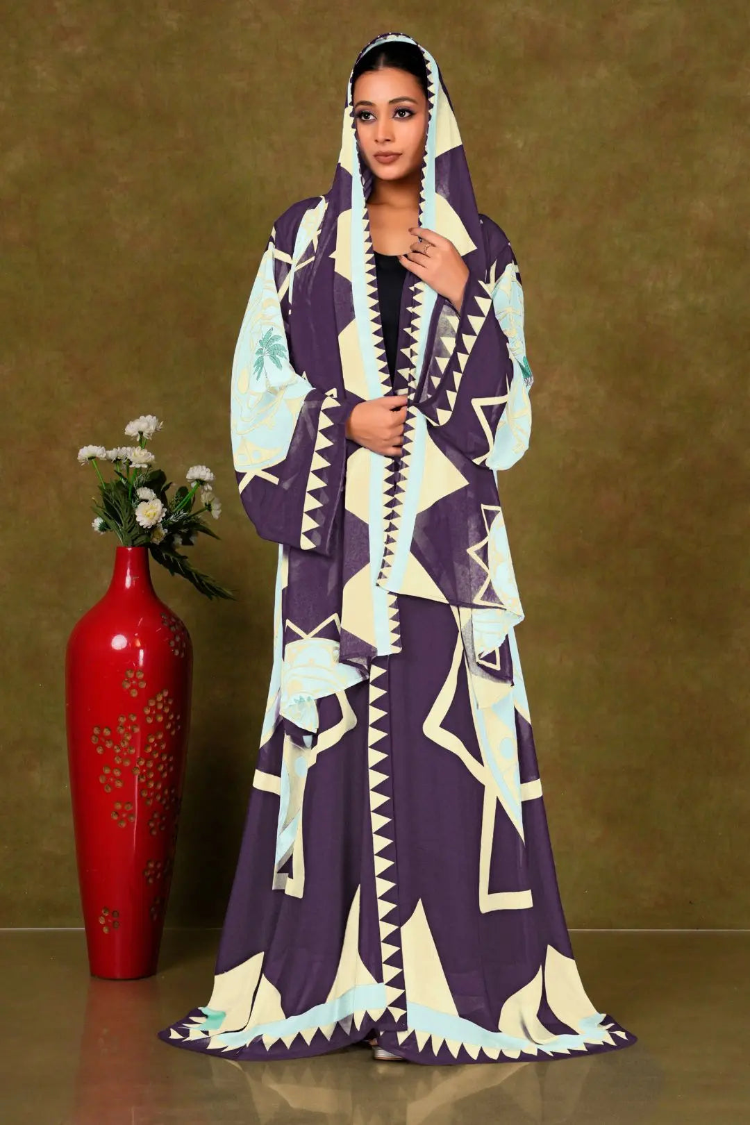 Chiffon Shrug Set with Geometric and Medallion Print GAJIWALA EXPORT