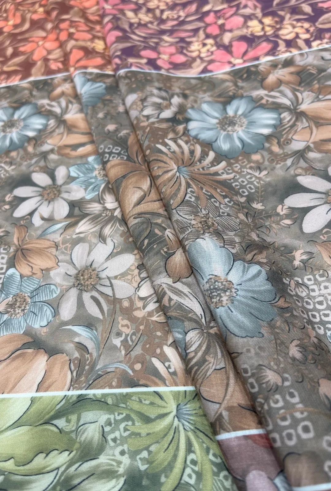 Rustic Earthy Floral Printed London Cotton Elite Gown Fabrics