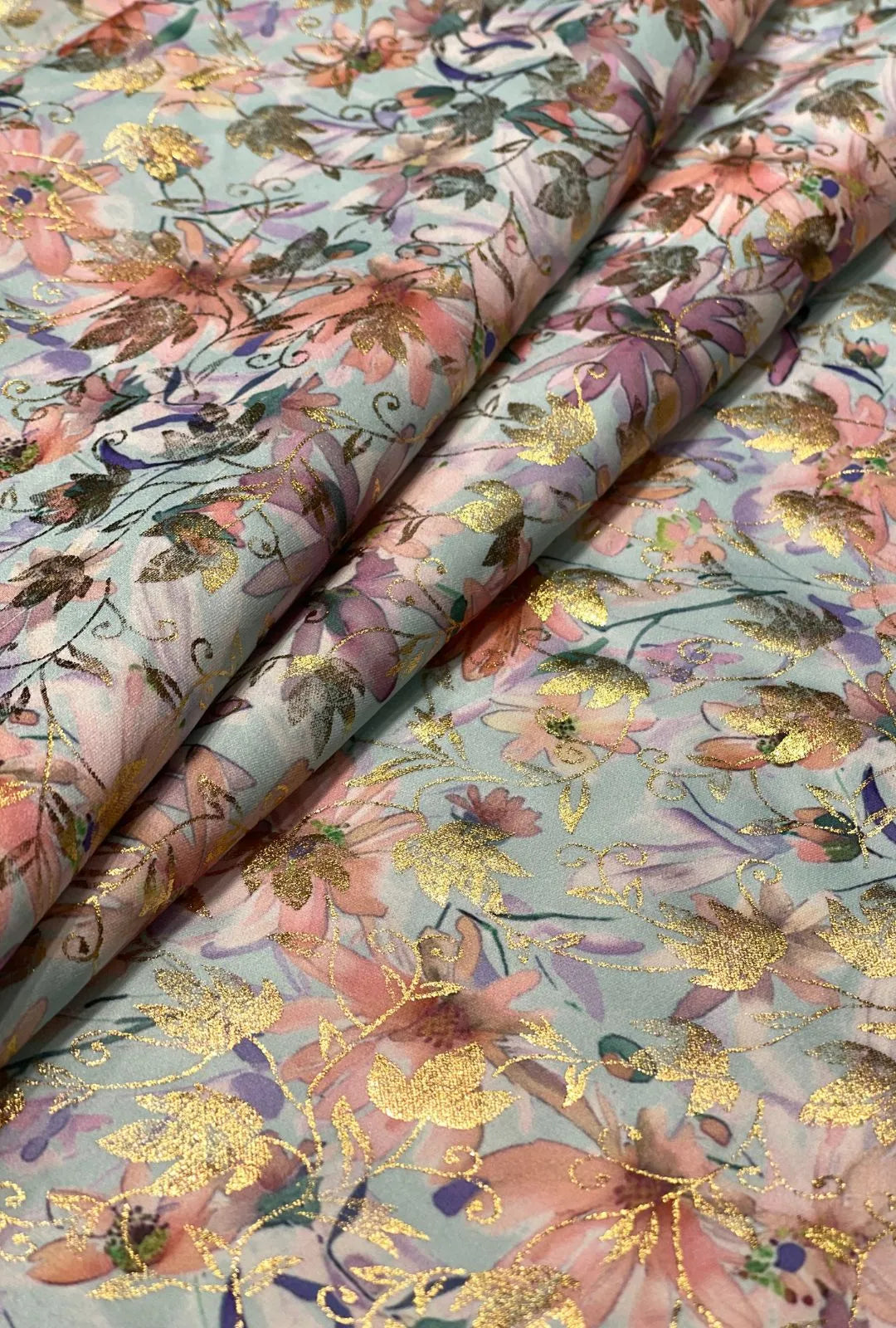 Satin With Foil Blooming Petals Array Artisan Clothing Length