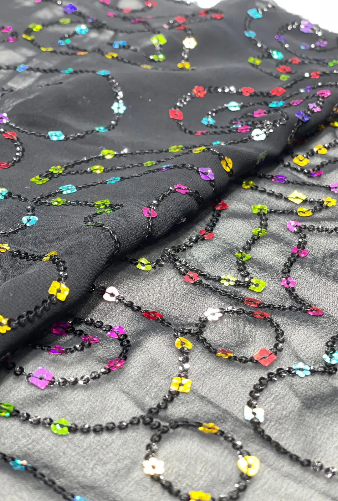 Splendid Georgette Fabric With Multi Sequence Embroidery Work