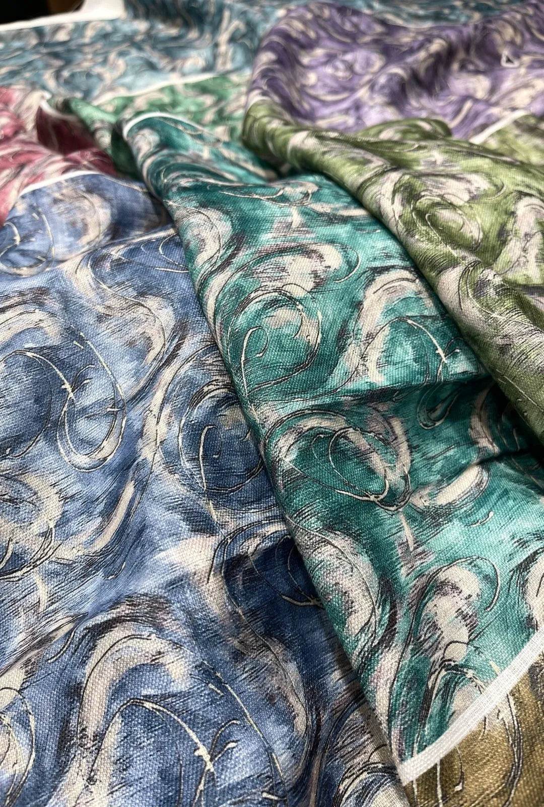 Whimsical Vortex Patterned Linen Elite Fashion Fabric Yardage