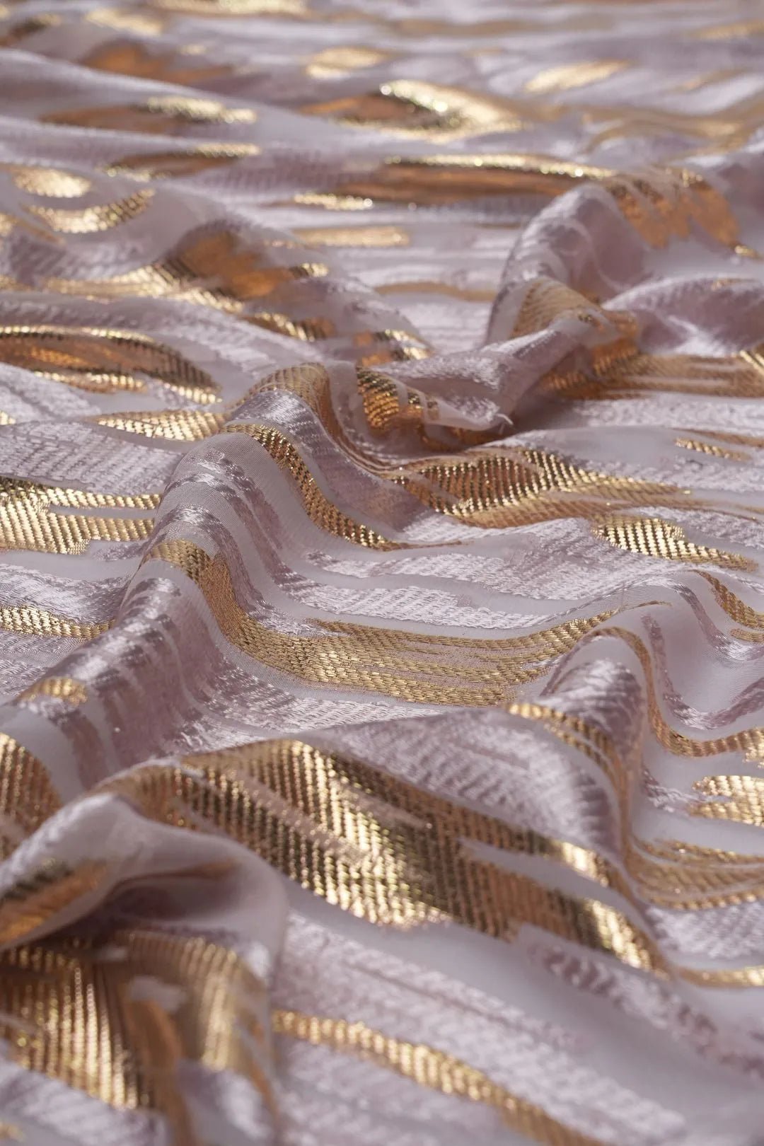 Chevron Stripe Jacquard Fabric with Metallic Weave - غاجي والا إكسبورت Gajiwala Export