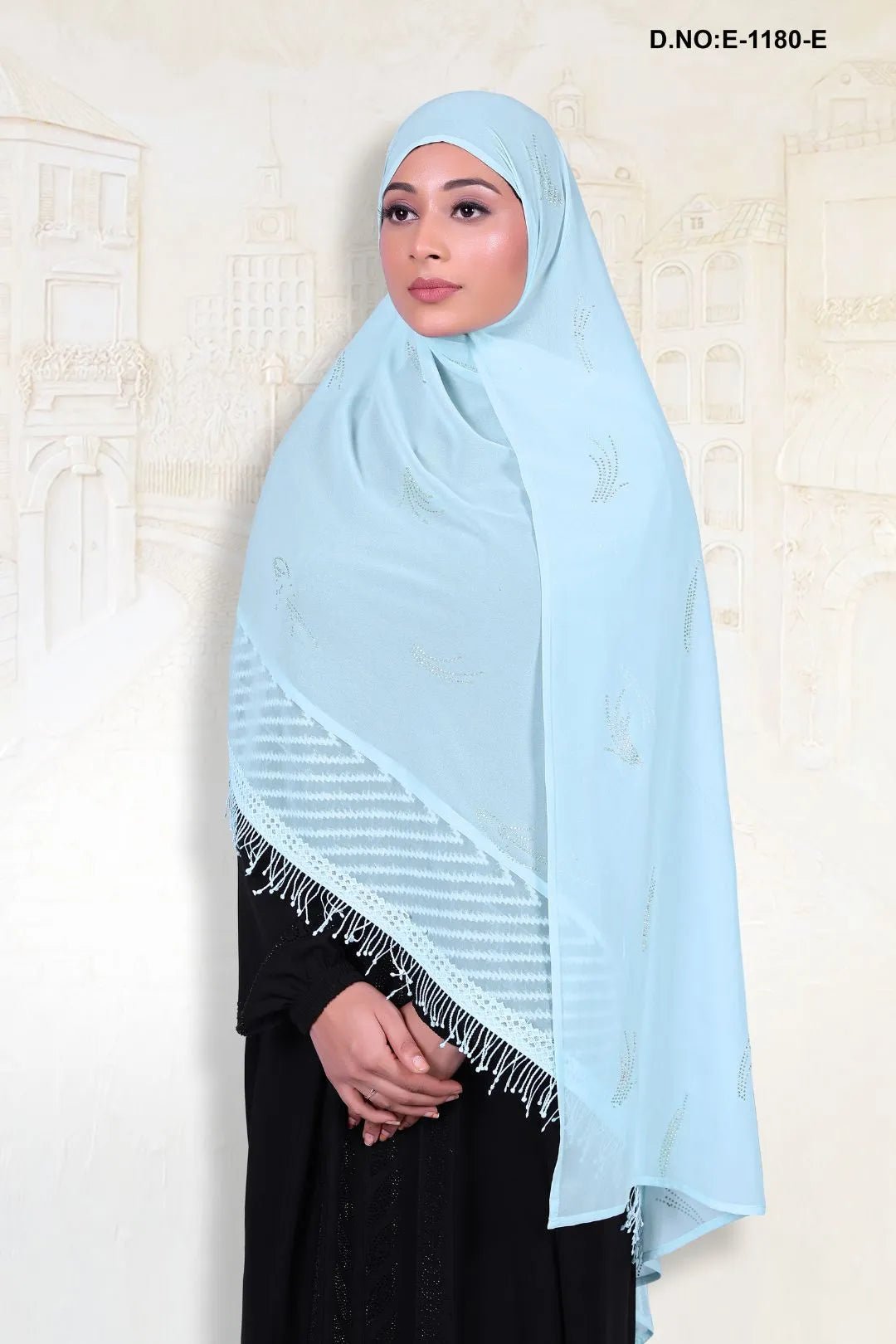 Elegant Dupatta with Chevron Mesh and Fringe - غاجي والا إكسبورت Gajiwala Export