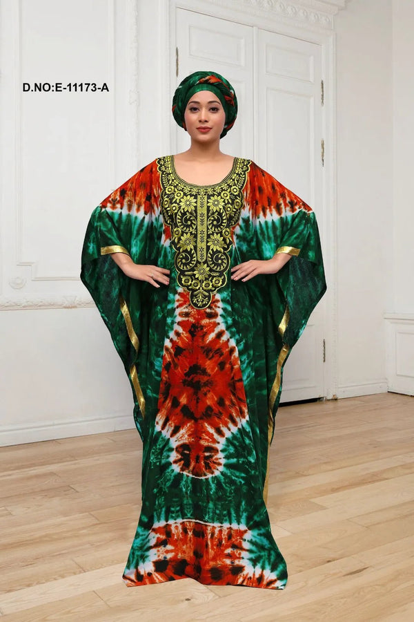Farasha Gown with Tie - Dye and Embroidery - غاجي والا إكسبورت Gajiwala Export
