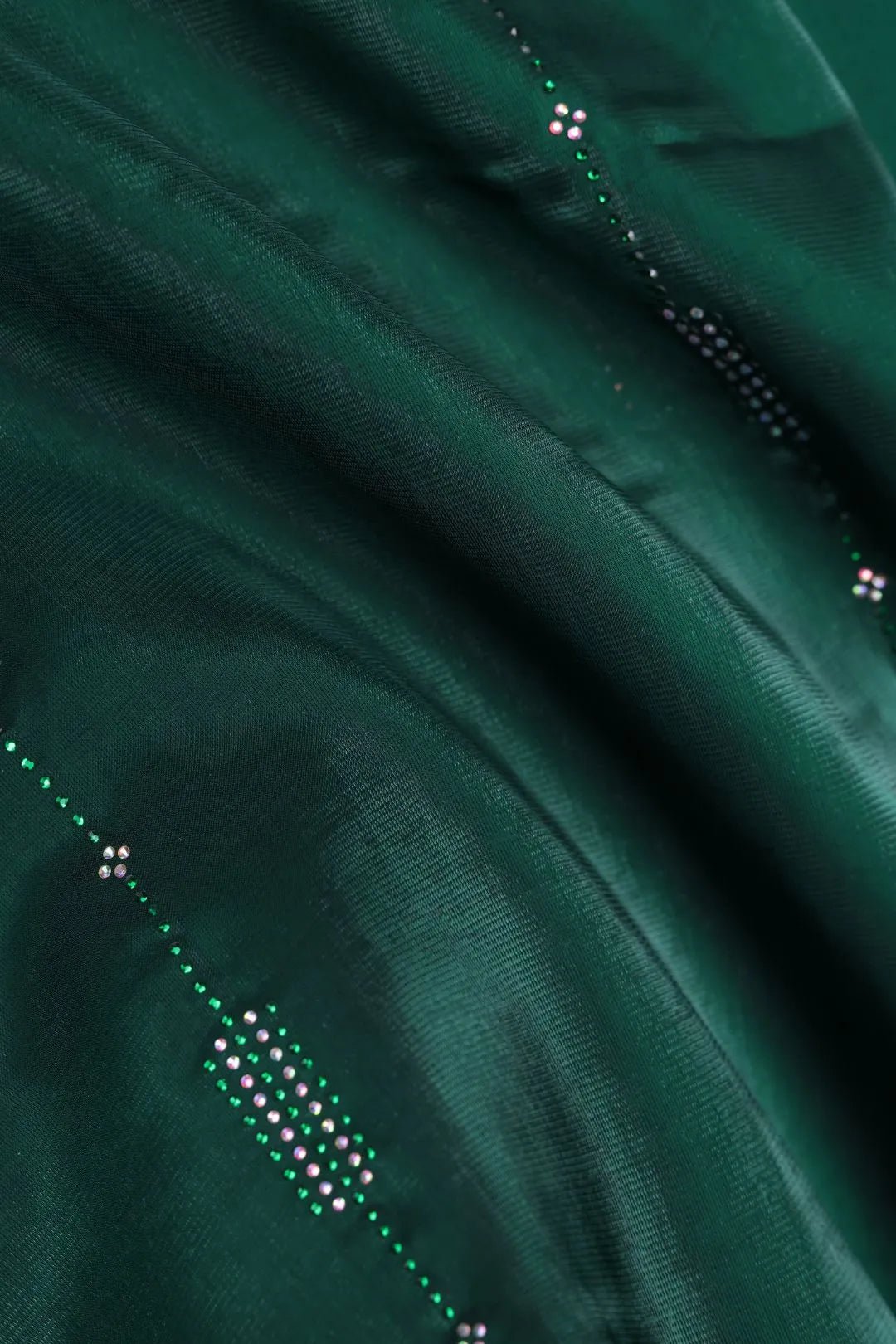 Green Sheer Fabric with Vertical Embroidery - غاجي والا إكسبورت Gajiwala Export