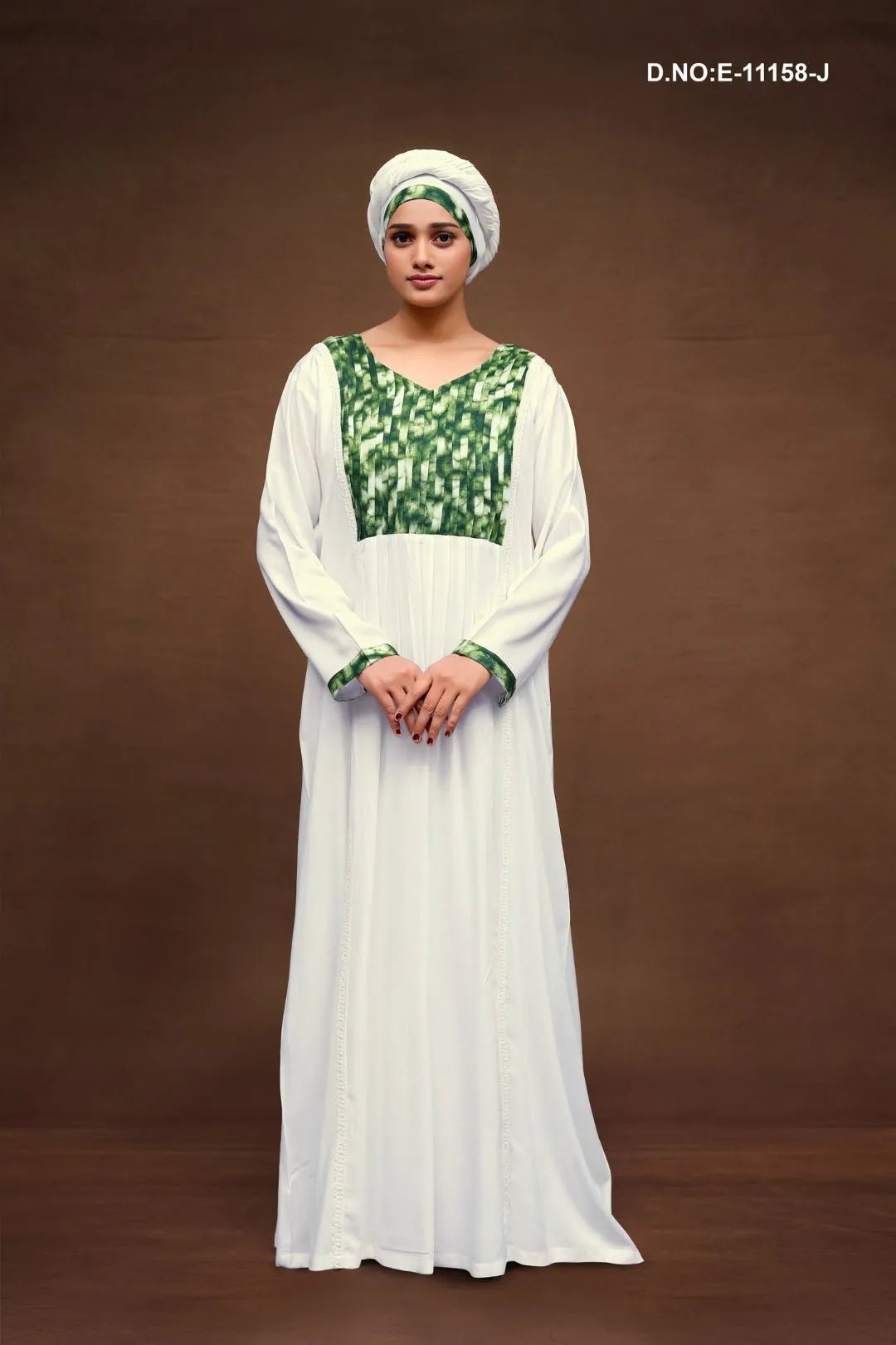 Maxi Kaftan for women with Abstract Printed Yoke Detail - غاجي والا إكسبورت Gajiwala Export