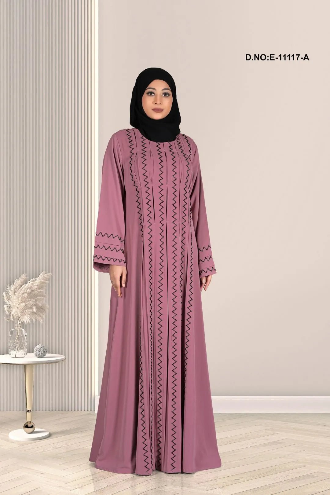Modest Pleated Abaya with Zigzag Stitching – غاجي والا إكسبورت