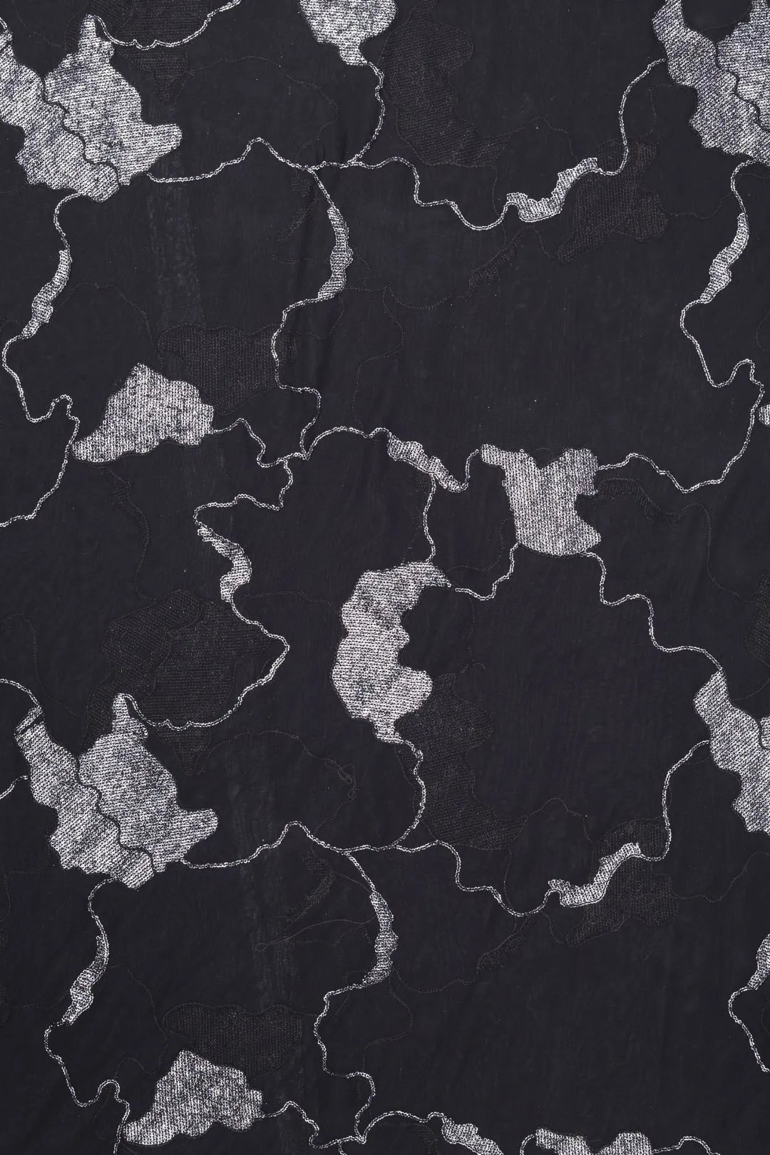 Silver Spangle Abstract Brocade Georgette - غاجي والا إكسبورت Gajiwala Export