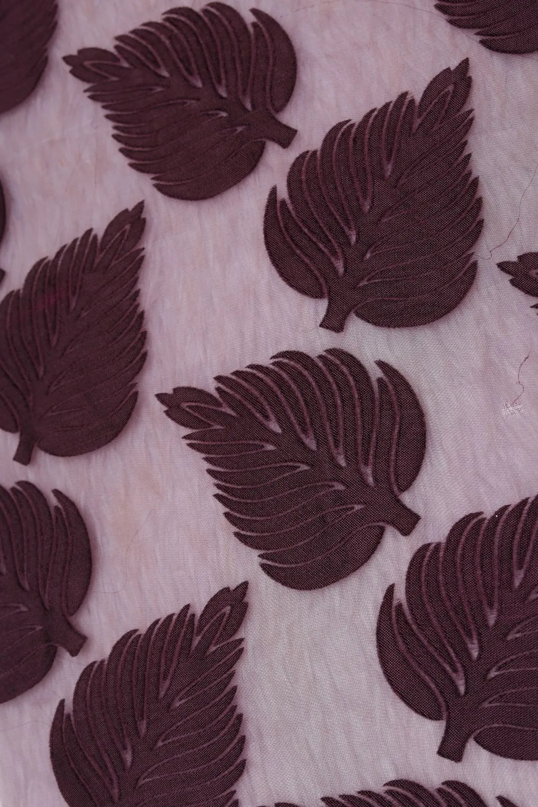 Mesh Fabric with Metallic Leaf Appliqué - غاجي والا إكسبورت Gajiwala Export