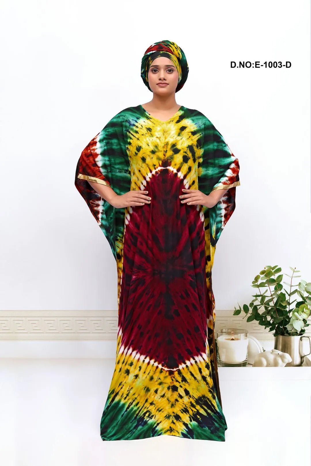 Tie - Dye Farasha With Gold Trim Detailings - غاجي والا إكسبورت Gajiwala Export