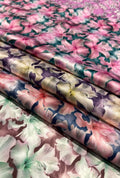 Abstract Botanicals Motif Printed Polished Baby Satin Woven Cloth