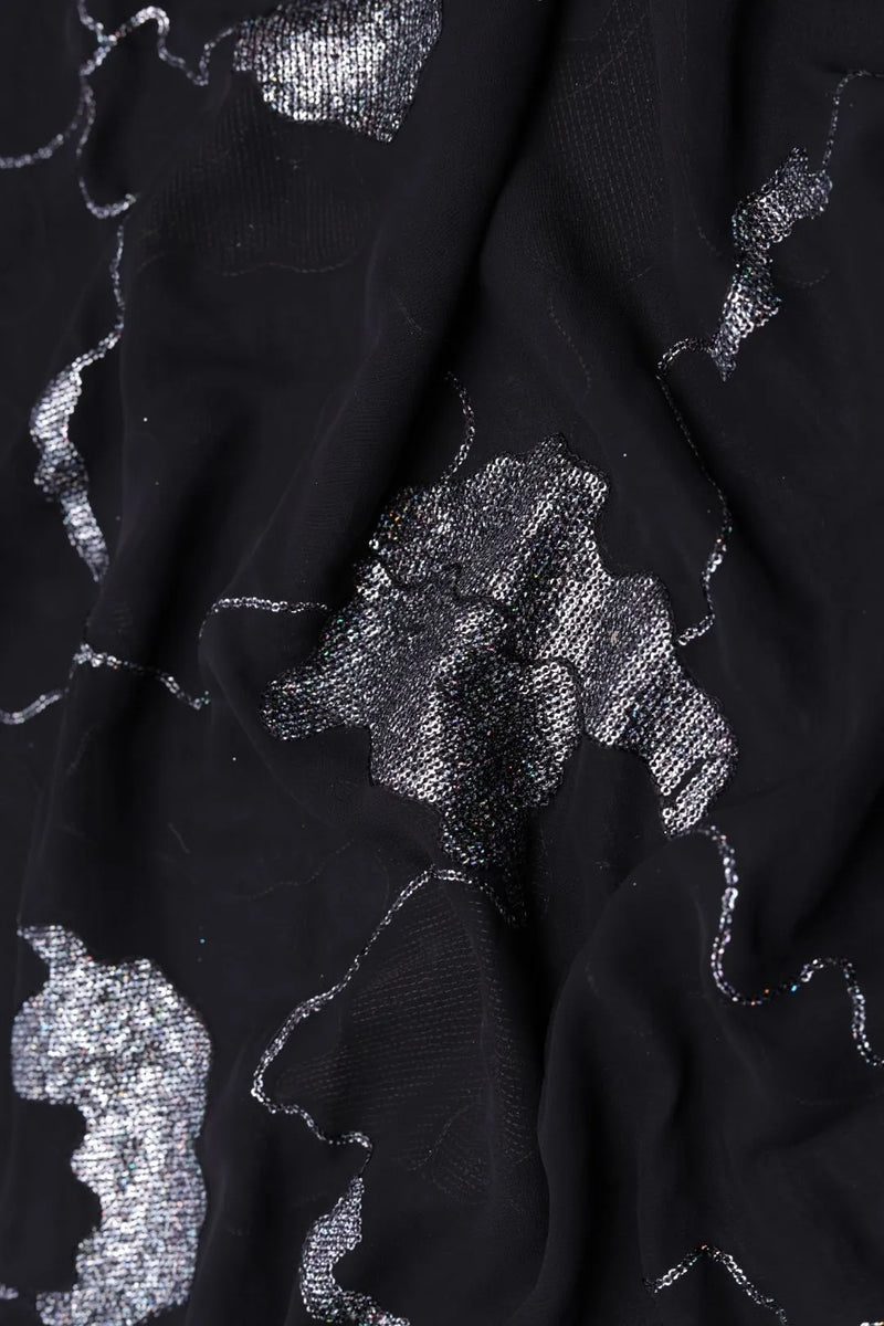 Abstract Spangles Black Color Print Fabric
