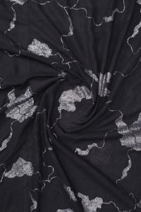 Abstract Spangles Black Color Print Fabric