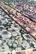 All-Over Blossom Graphic Glossy Baby Satin Fabric