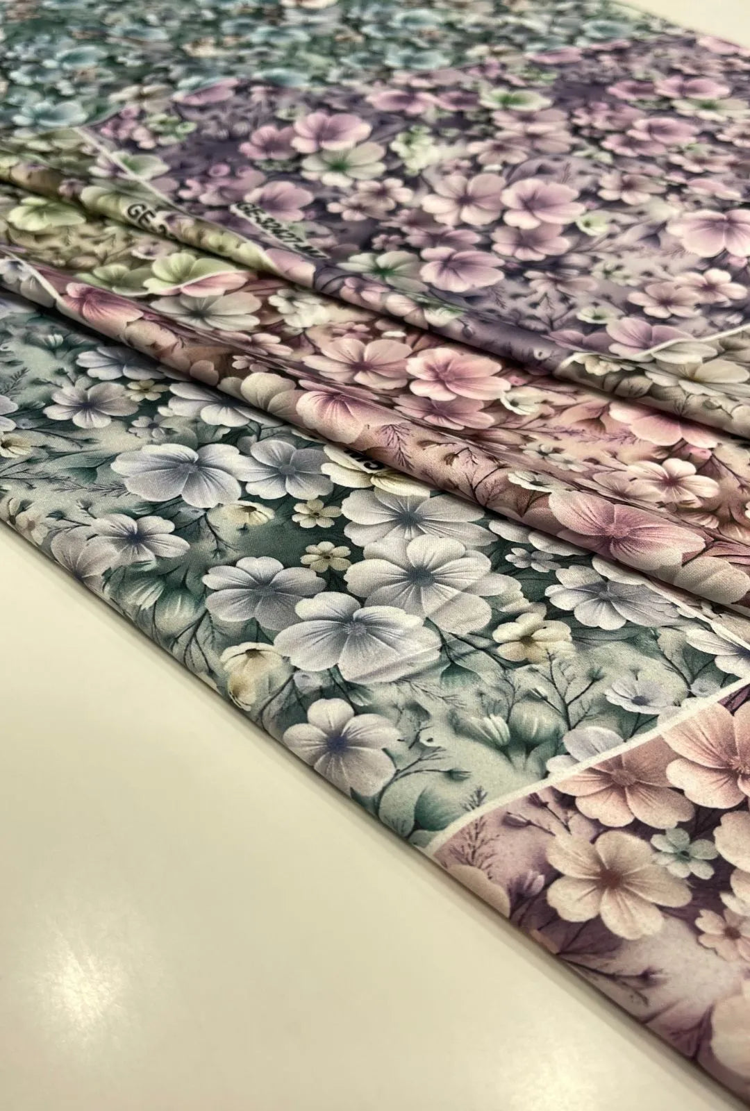 All-Over Blossom Graphic Glossy Baby Satin Fabric