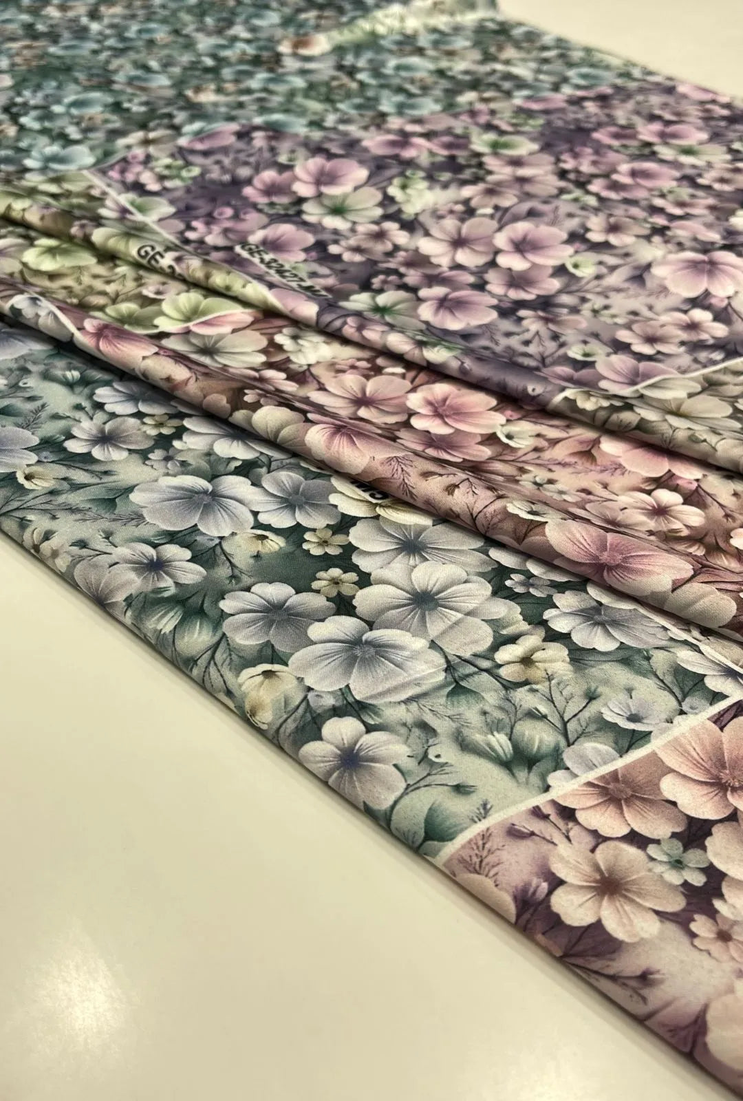 All-Over Blossom Graphic Glossy Baby Satin Fabric
