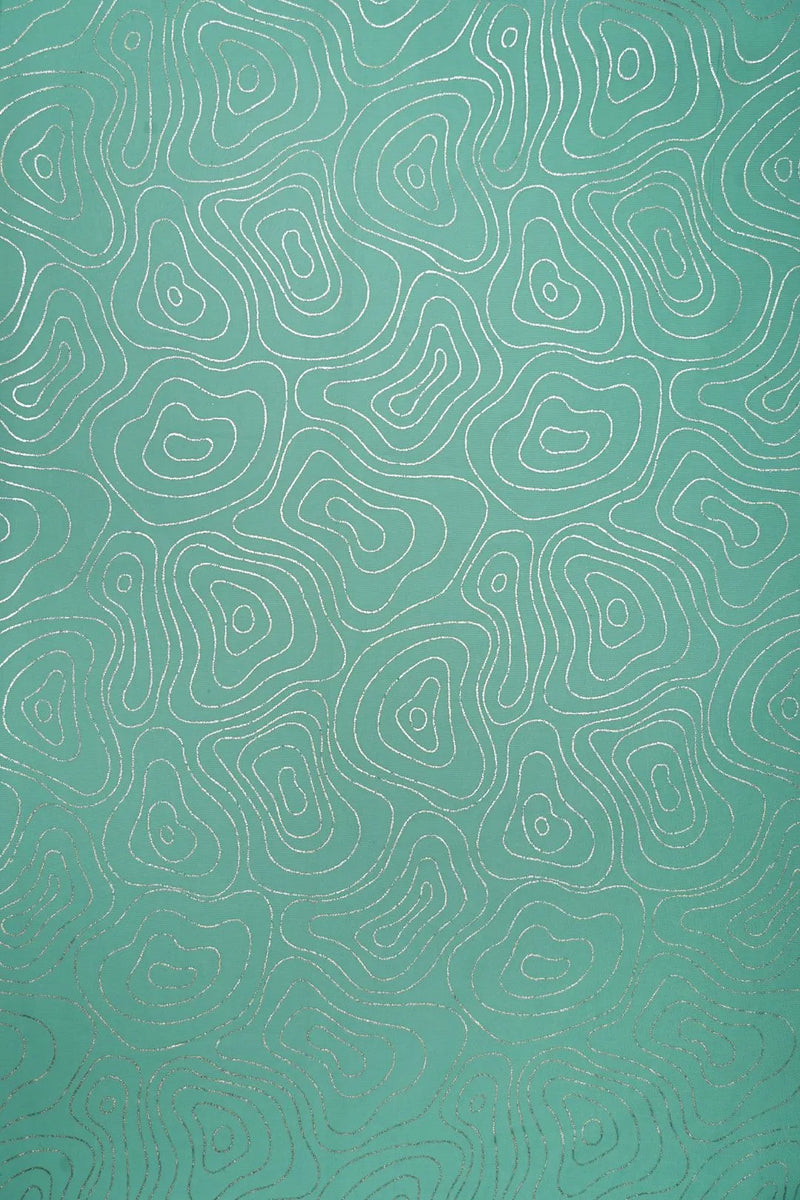 Armani Satin With Foil Work Sea Green Fabrics