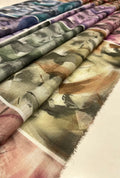 Artistic Abstract Printed Chiku Linen Boutique Fabric Yardage