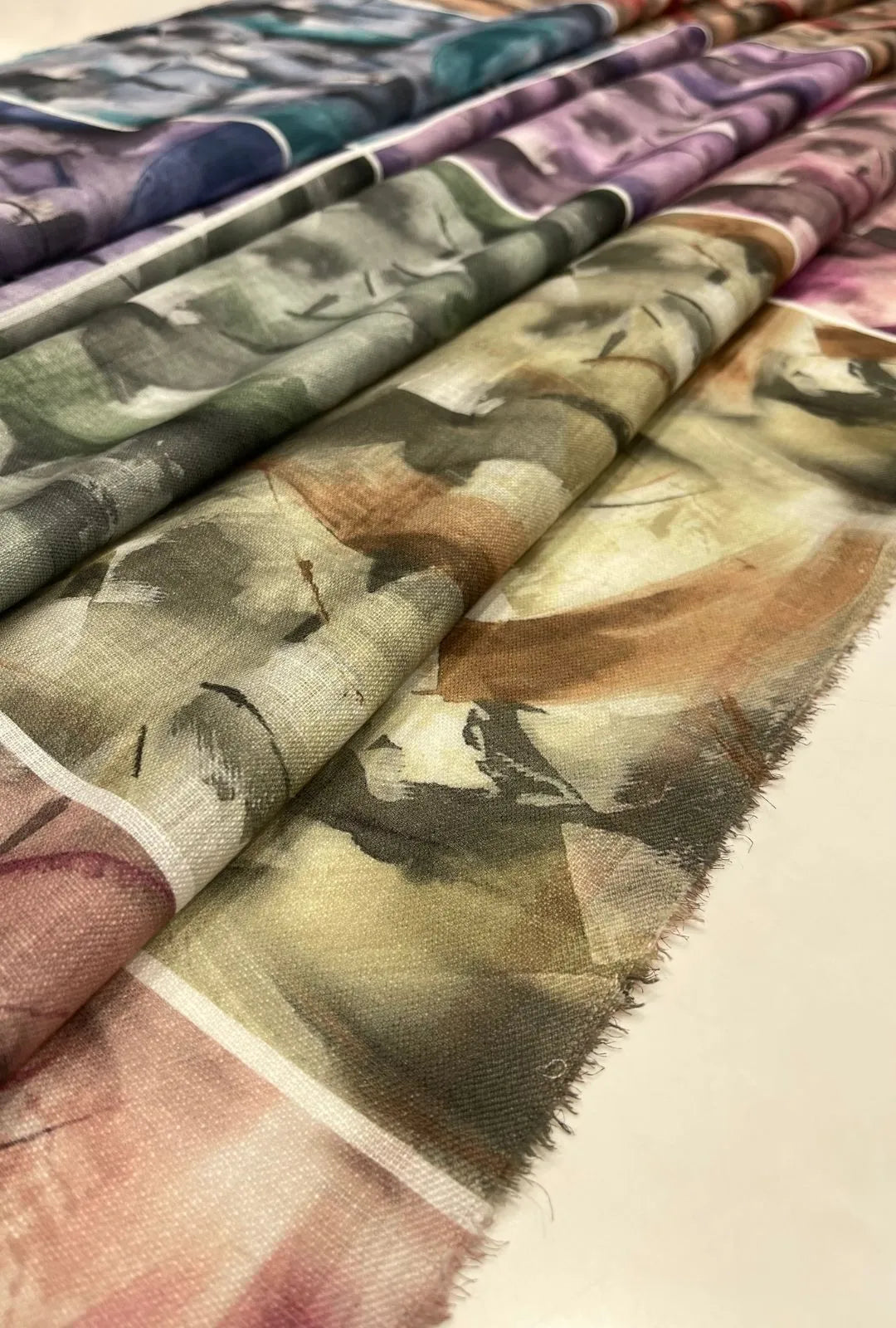 Artistic Abstract Printed Chiku Linen Boutique Fabric Yardage