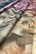 Artistic Abstract Printed Chiku Linen Boutique Fabric Yardage