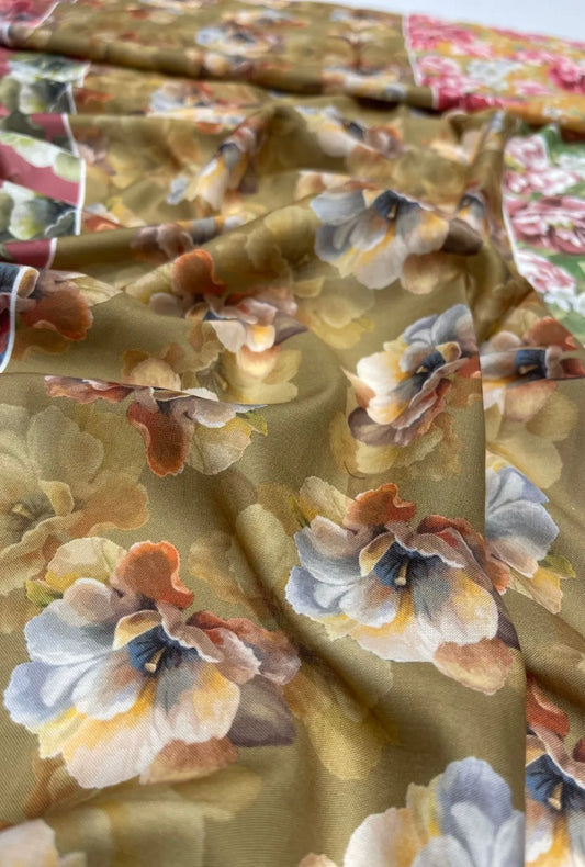 Artistic Floral Printed London Cotton Premium Jalabeya Fabric