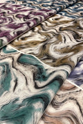 Artistic Fluid Wave Printed Chiku Linen Boutique Fabric Yardage