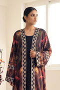 Autumn Floral Armani Satin Shrug Abaya Designer Border Look