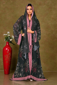 Chiffon Shrug Set with Floral Outline Print gajiwala export