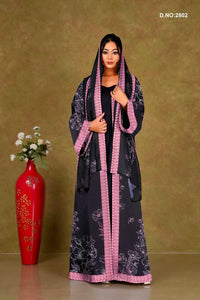 Baby Pink Chiffon Shrug Set with Floral Outline Print