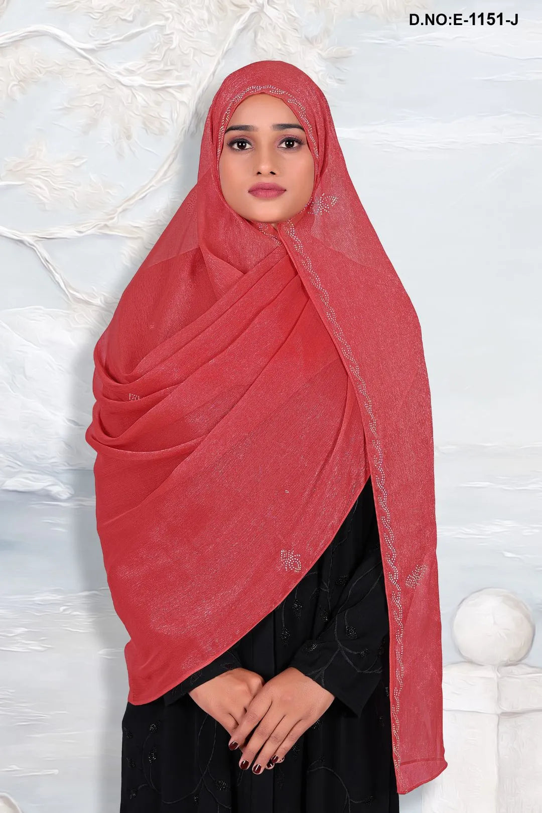 Baby Pink Designer Dupatta With Diamond Stone Work