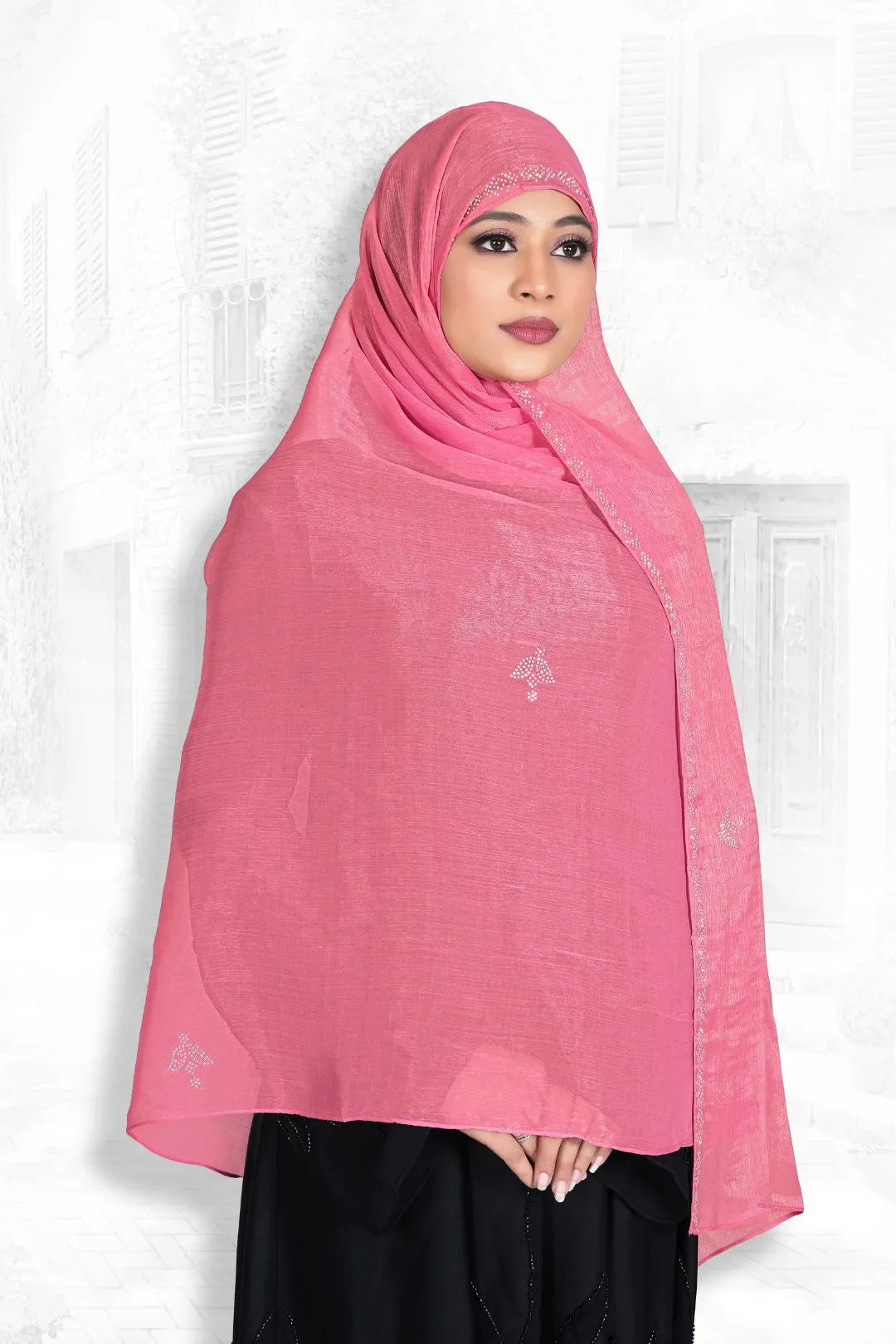 Baby Pink Designer Soft Stonework Dupatta For Women