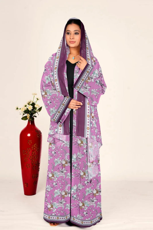Floral Chiffon Shrug Open Front Long Women Full Length Modest Wear