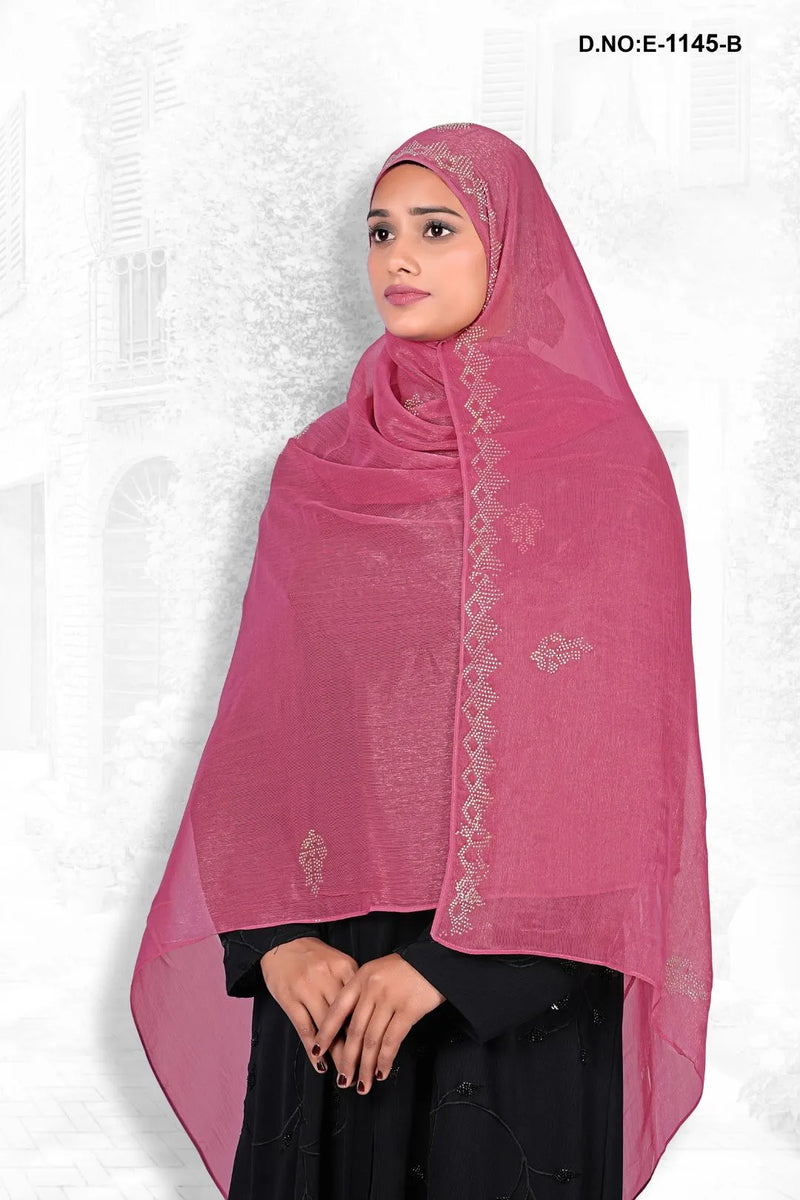 Baby Pink Premium Diamond Stone Work Dupattas For Women