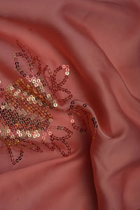 Barbie Doll With Embroidered Dark Peach Fabric