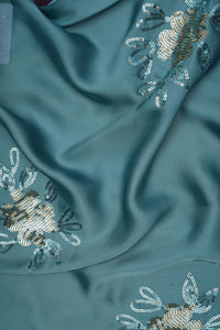 Barbie Doll With Embroidery Sea Green Fabric