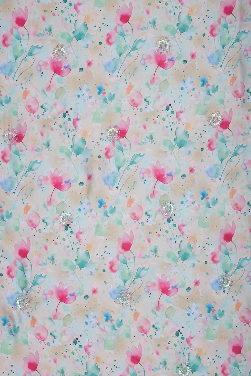 Barbie With Digital Print With Hand Work Fabric