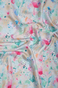 Barbie With Digital Print With Hand Work Fabric