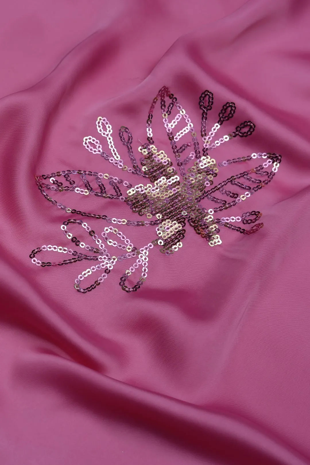Barbie With Spangle Embroidery Work Dark Pink Fabric